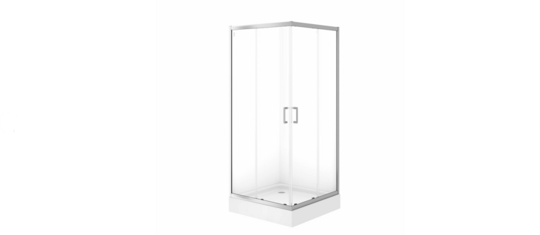 Cersanit Brasco SQR hromēts dušas stūris ar baltu paliktni 90x190cm, bez sifona